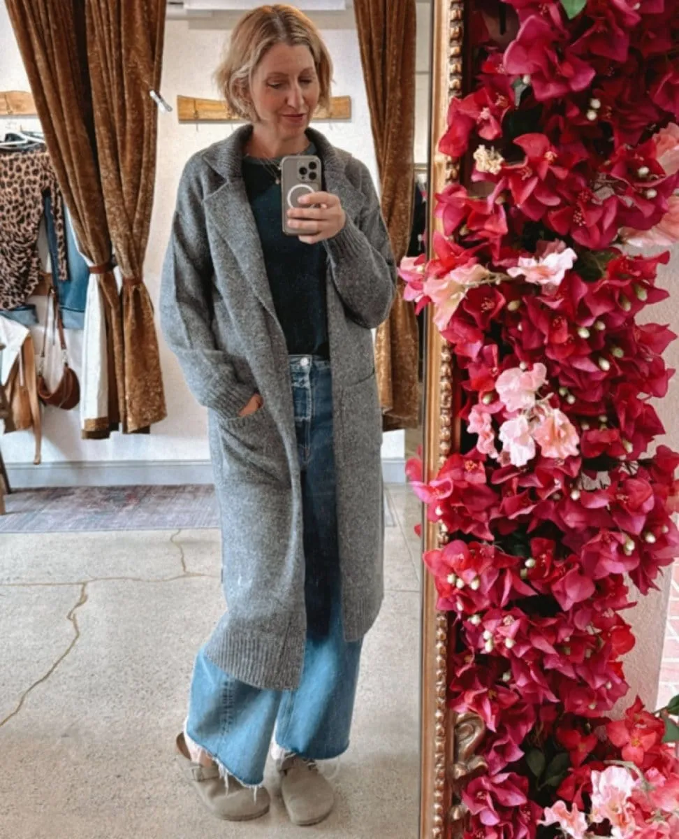 Favorite Long Cardigan Heather Charcoal