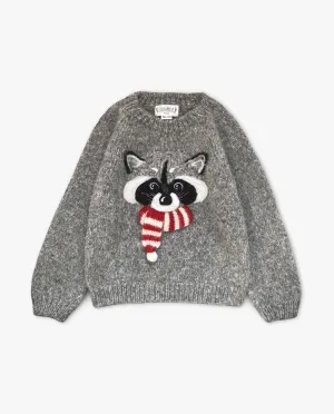 Festive Raccoon jumper | Dark grey