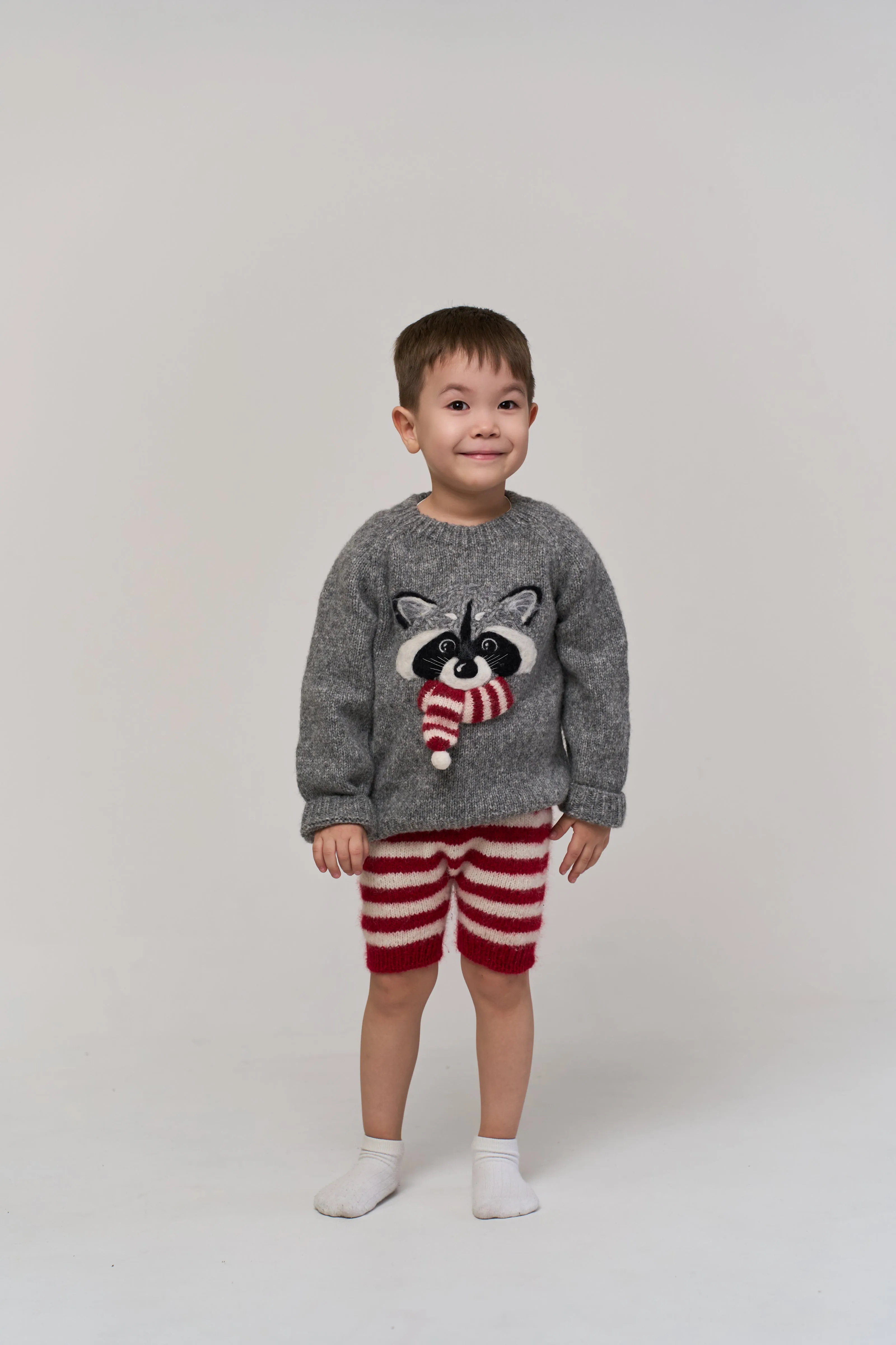 Festive Raccoon jumper | Dark grey