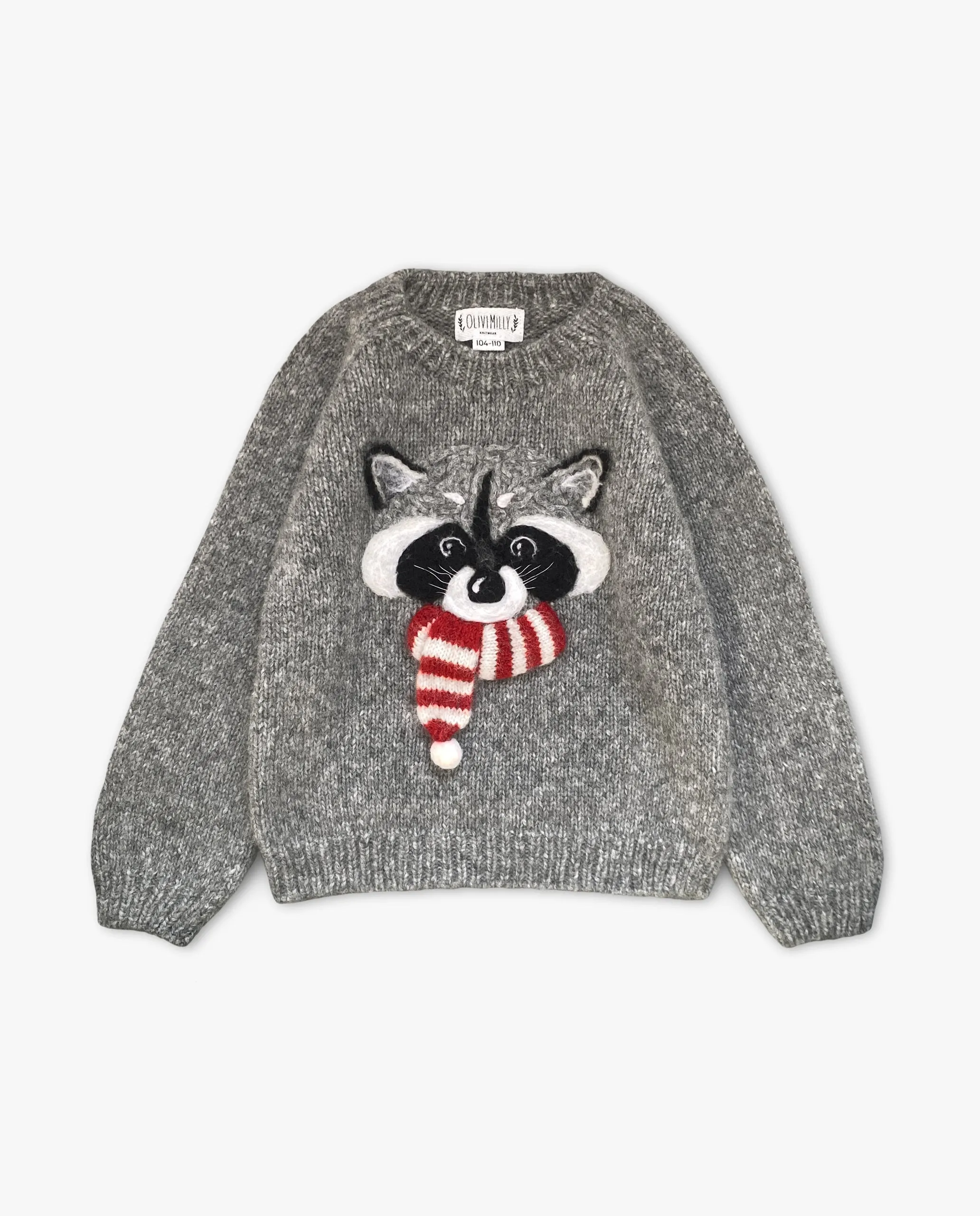 Festive Raccoon jumper | Dark grey