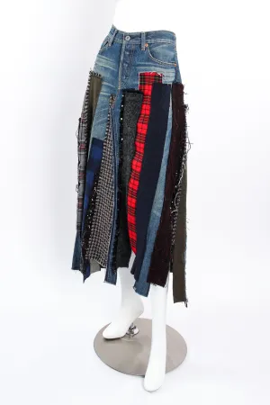 Flannel Patchwork Denim Grunge Skirt