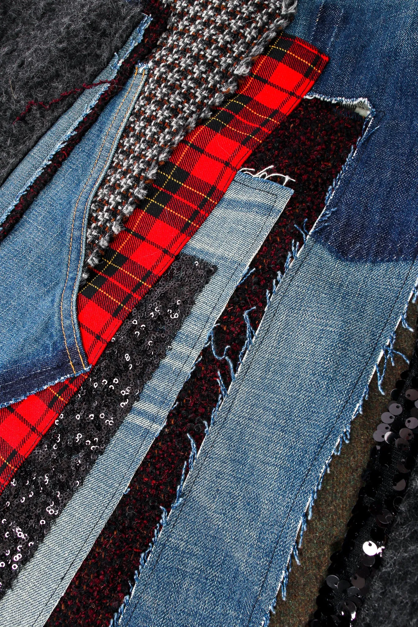 Flannel Patchwork Denim Grunge Skirt
