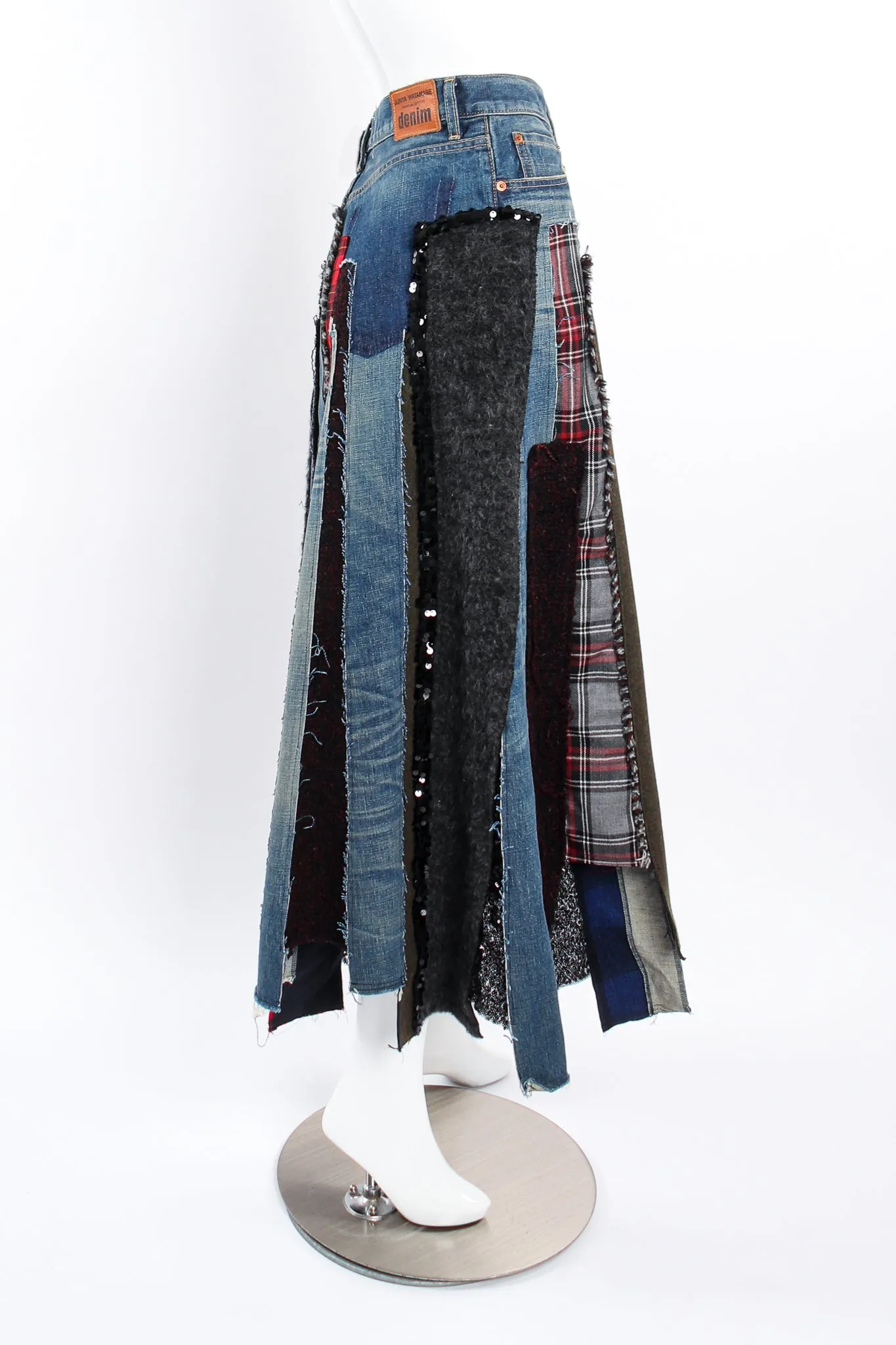 Flannel Patchwork Denim Grunge Skirt