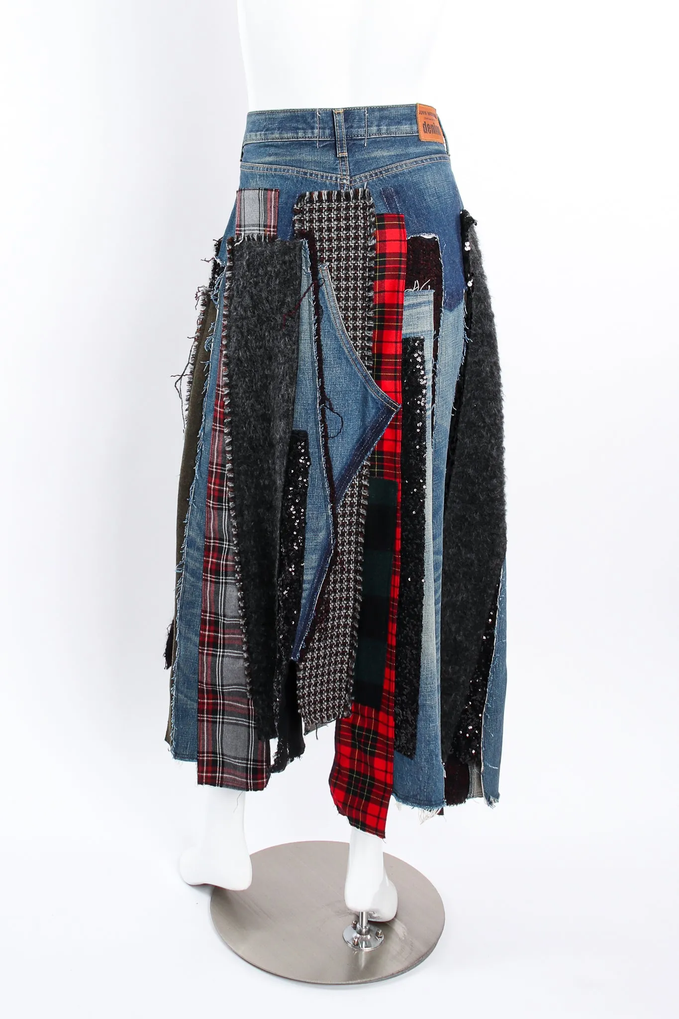 Flannel Patchwork Denim Grunge Skirt