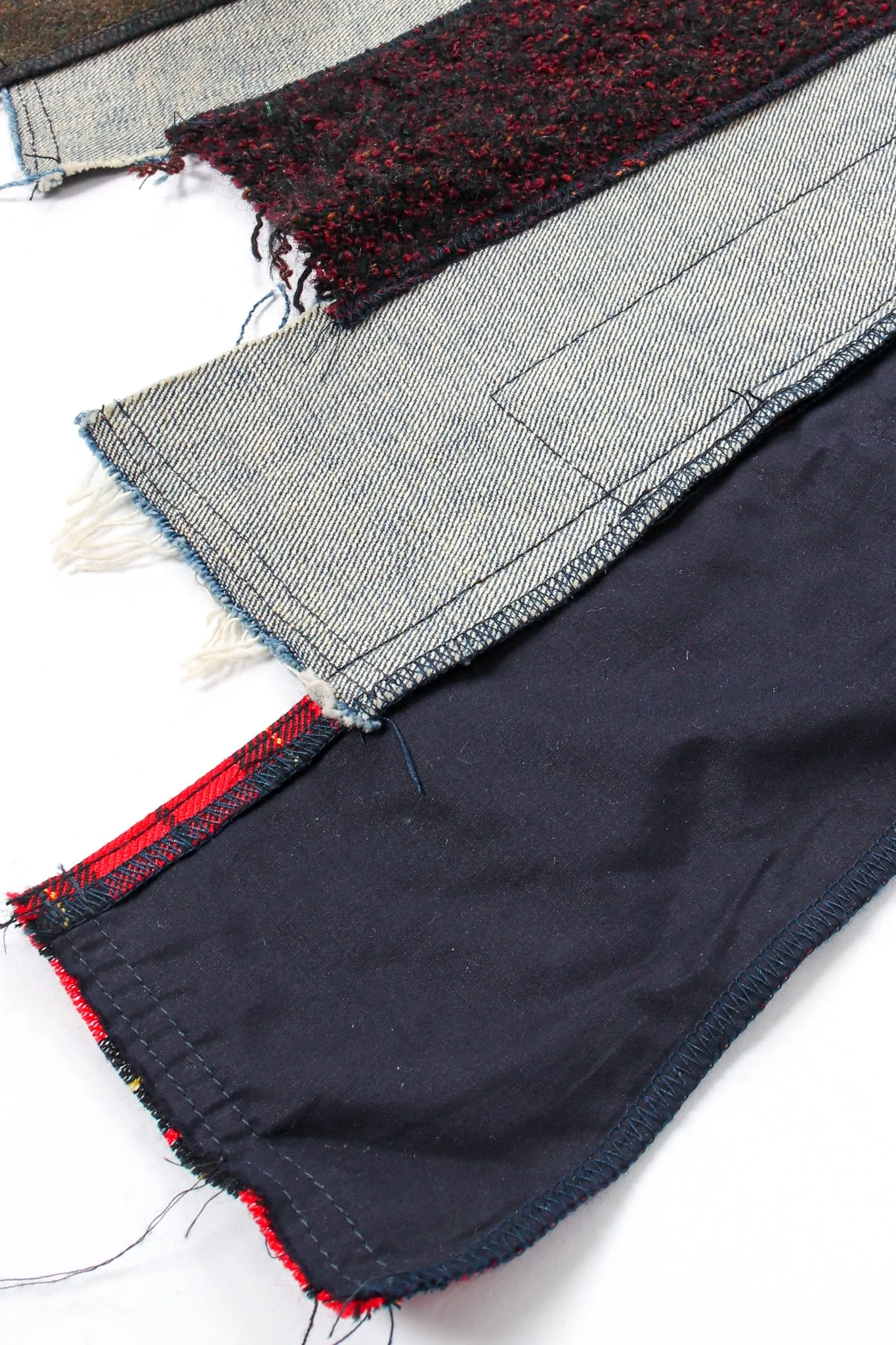 Flannel Patchwork Denim Grunge Skirt