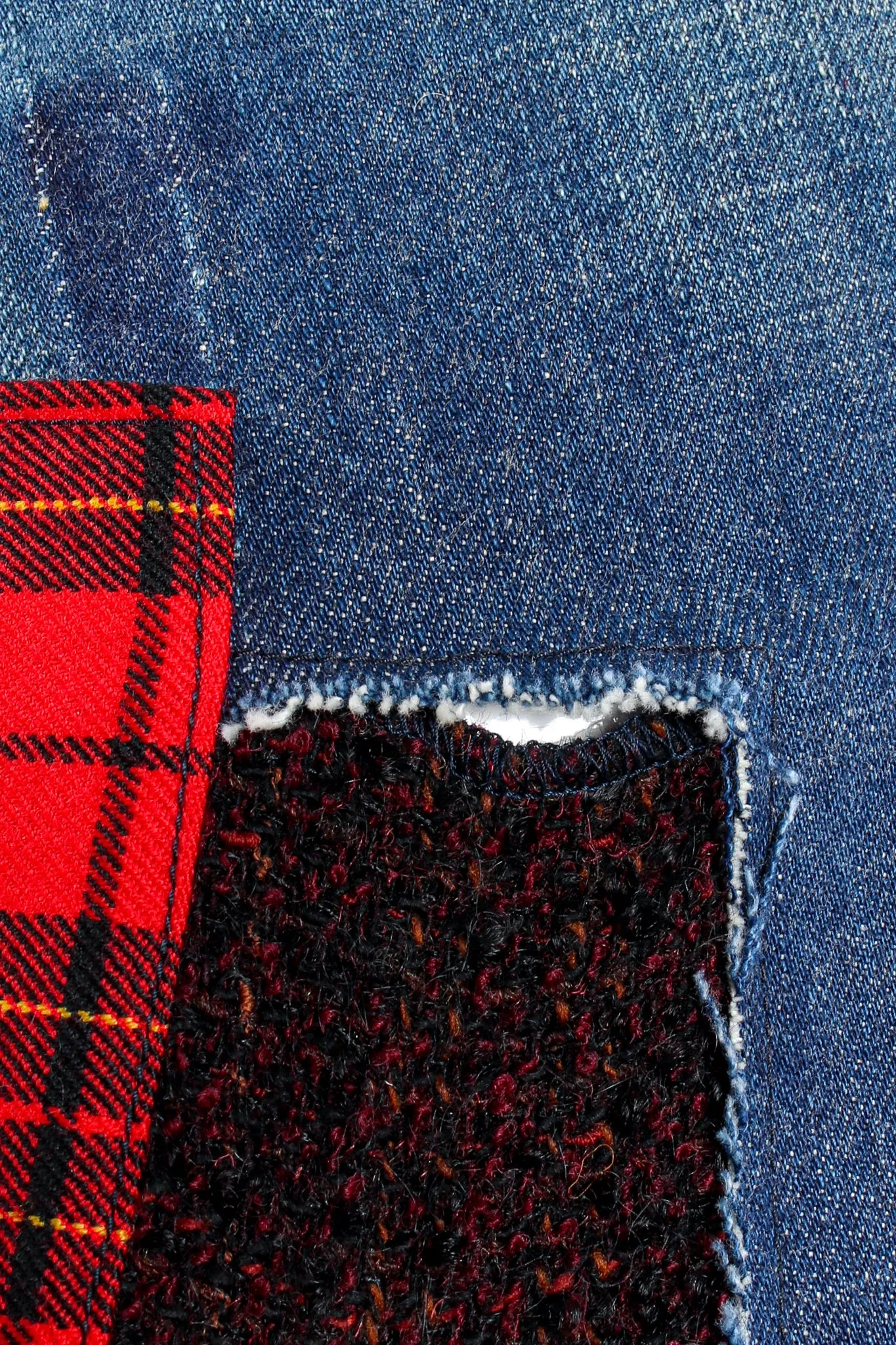 Flannel Patchwork Denim Grunge Skirt