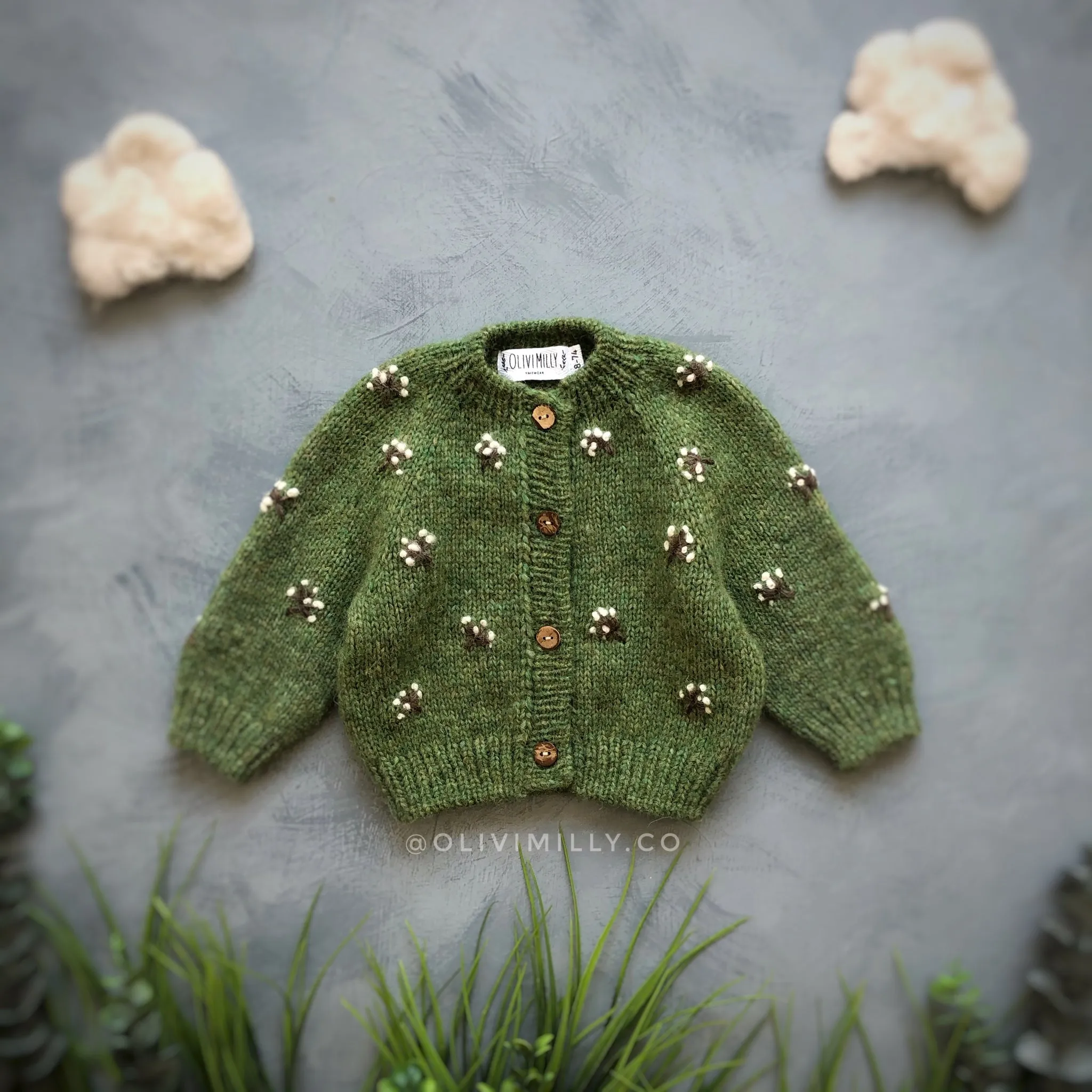 Flora cardigan | Moss Green