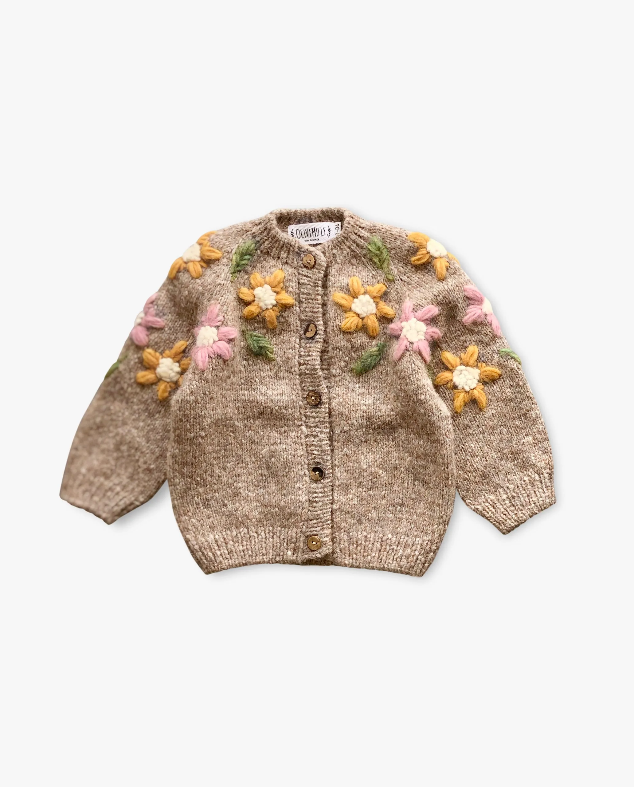 Flower Rain cardigan | Beigebrown