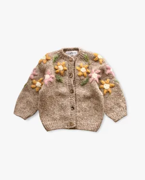 Flower Rain cardigan | Beigebrown