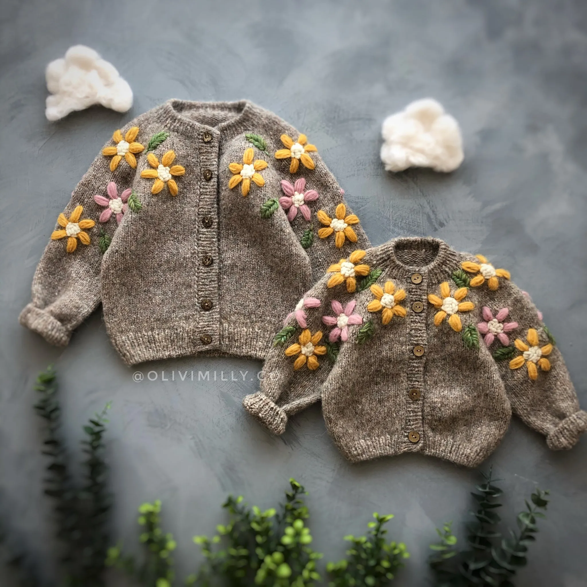 Flower Rain cardigan | Beigebrown