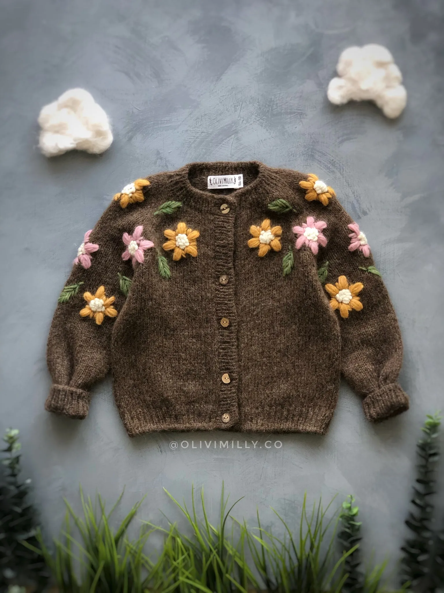 Flower Rain cardigan | Brown