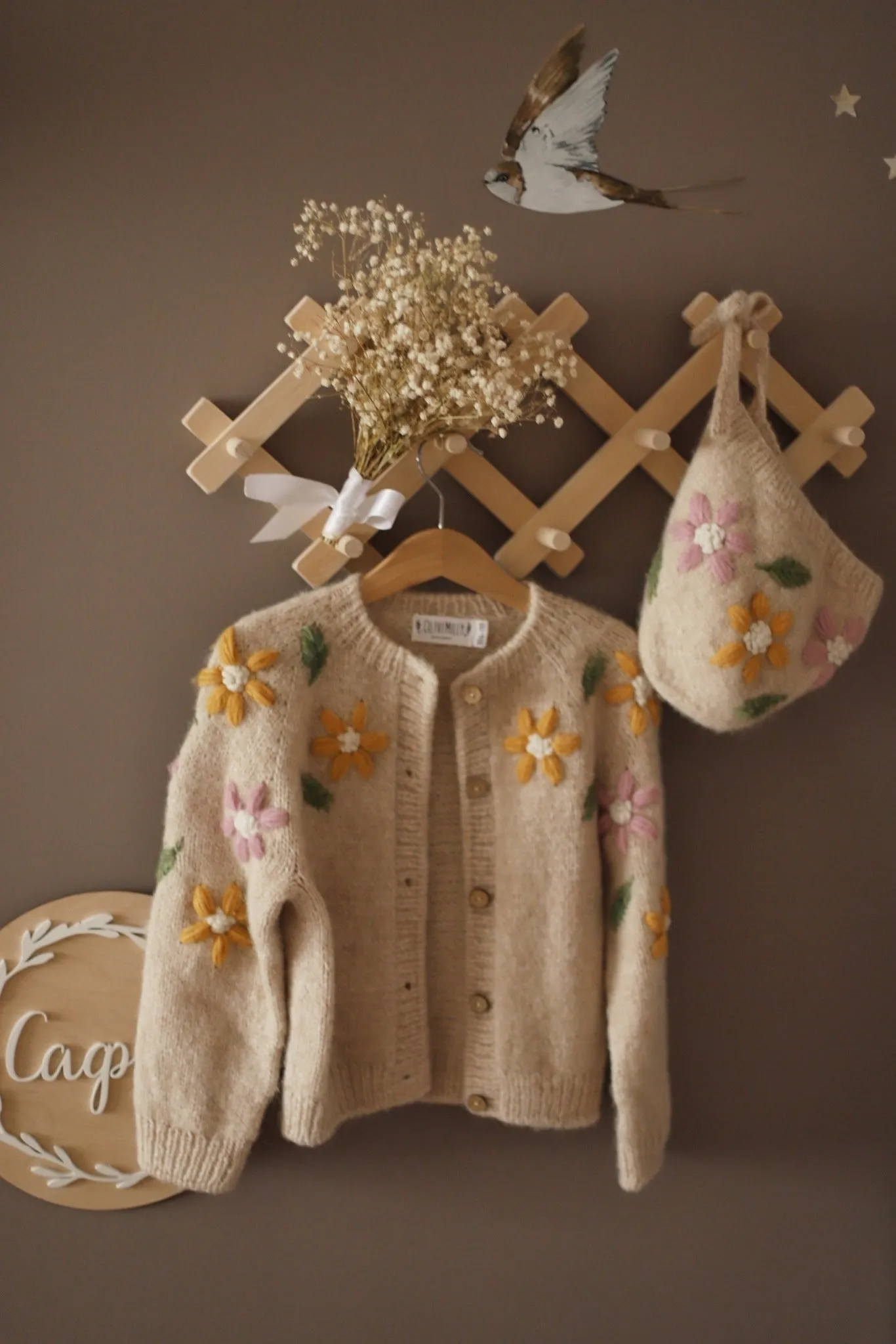 Flower Rain cardigan | Wheat