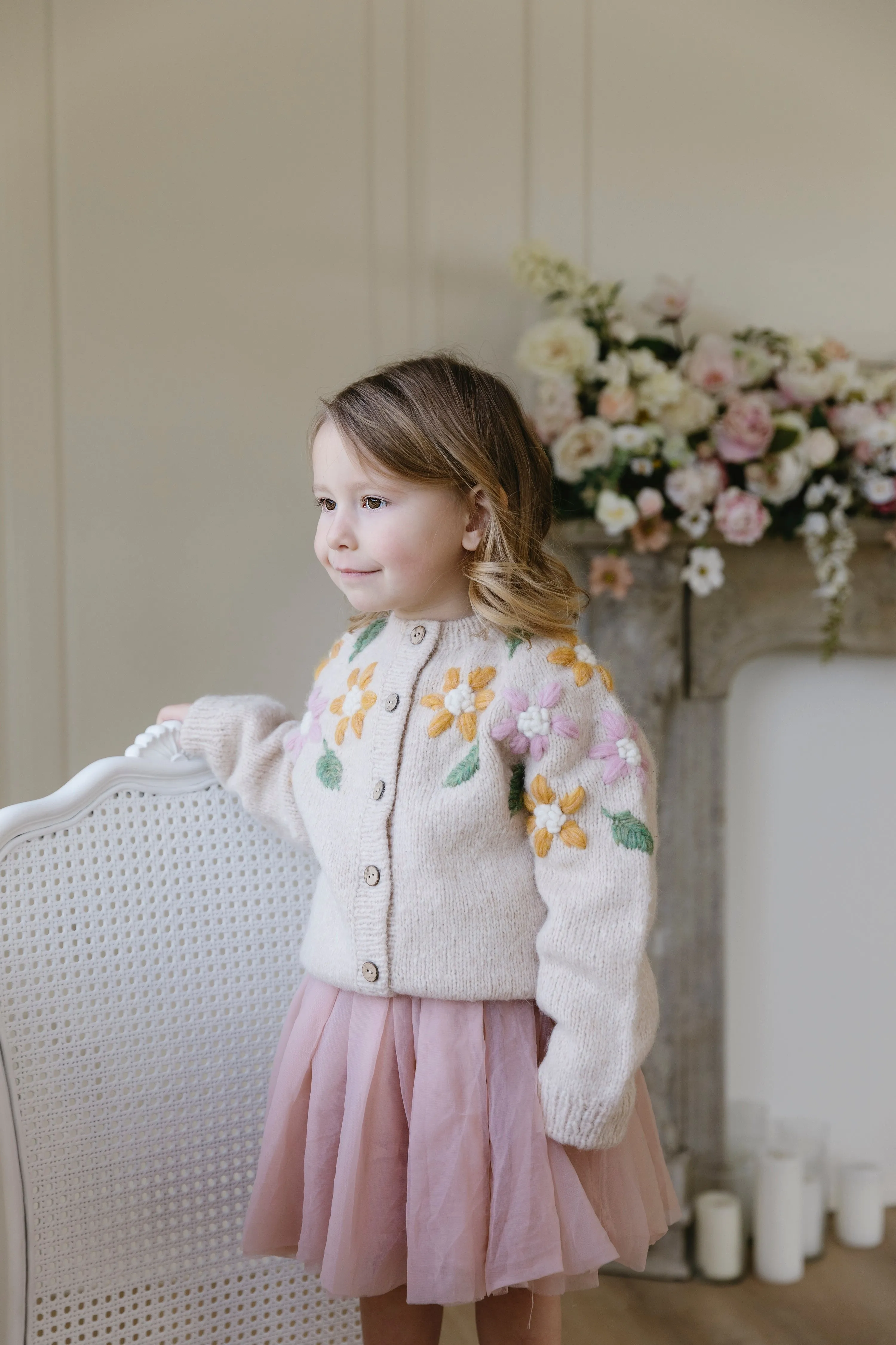 Flower Rain cardigan | Wheat