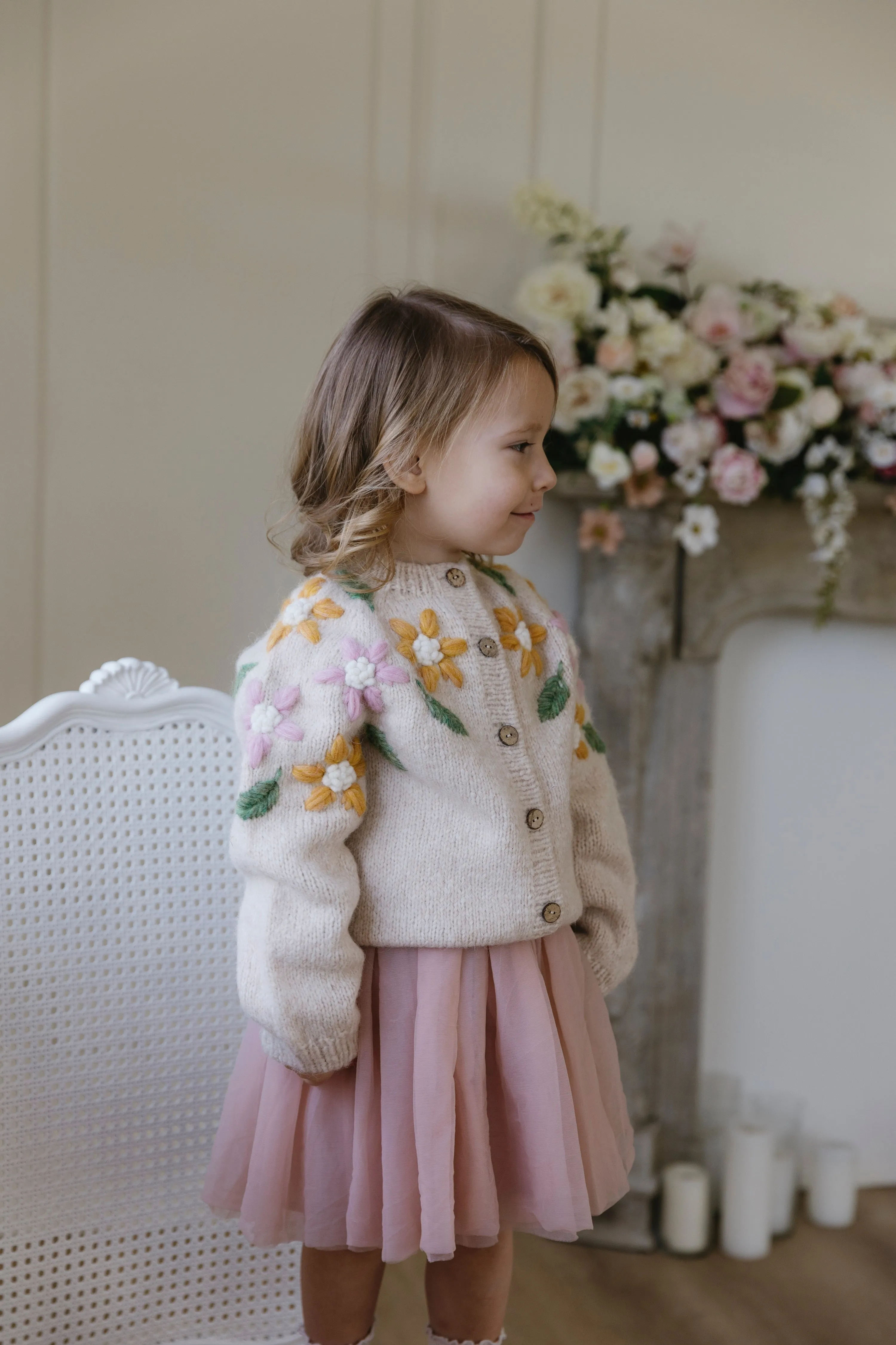 Flower Rain cardigan | Wheat