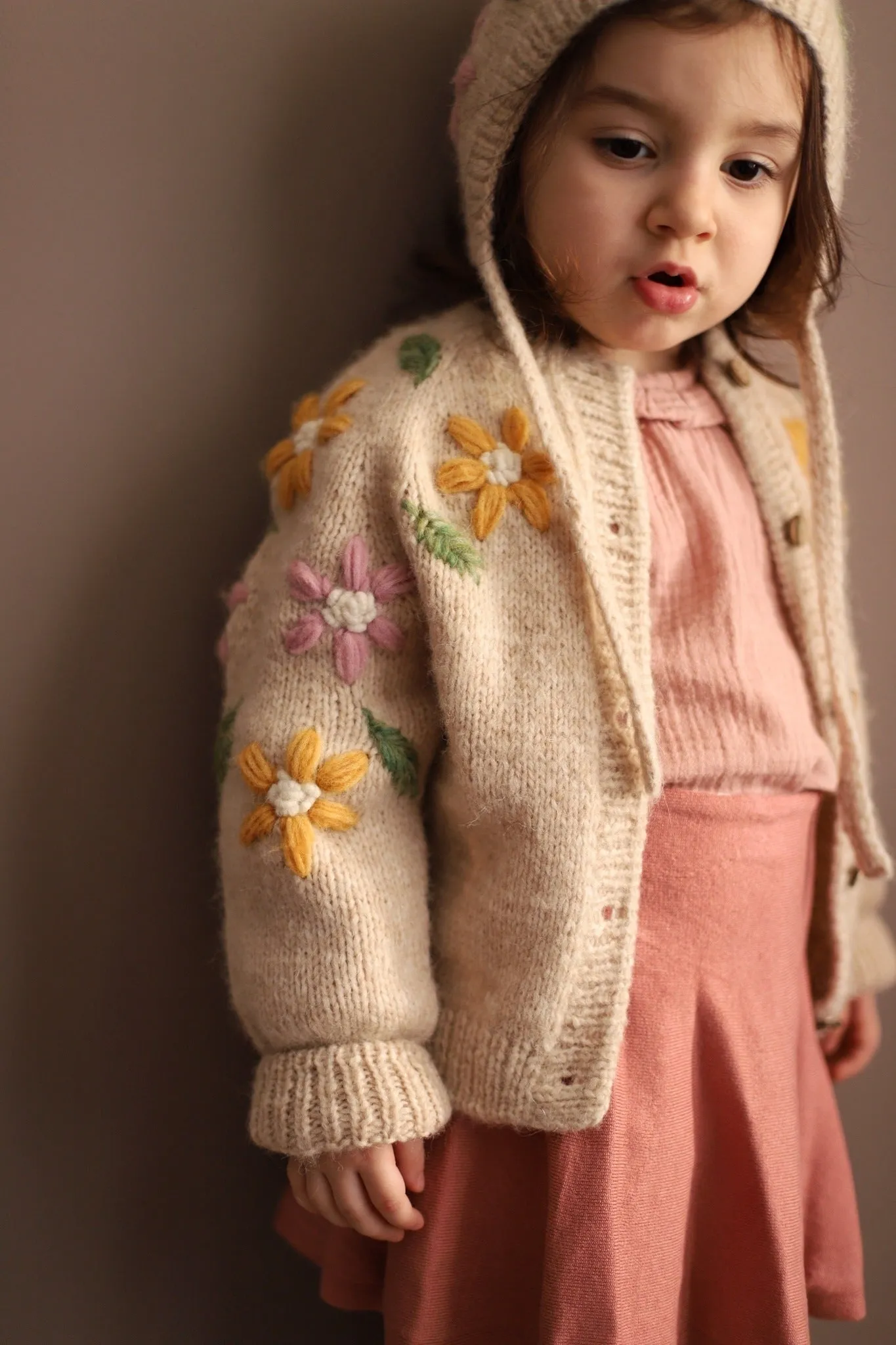 Flower Rain cardigan | Wheat