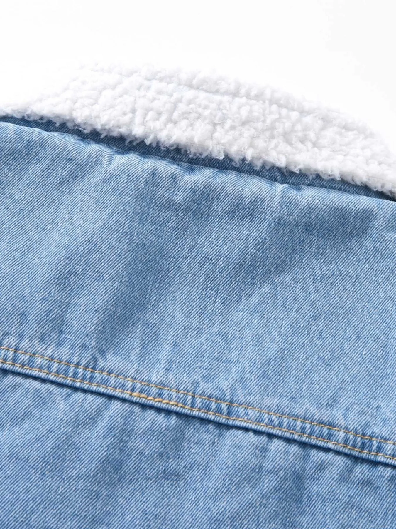 Furry Inside Denim Long Coat, Heated Warm Winter Coat, Flap Pockets Button Closure Loose Warm Denim Jacket, Women's Denim Jackets & Coats, Women's Clothing