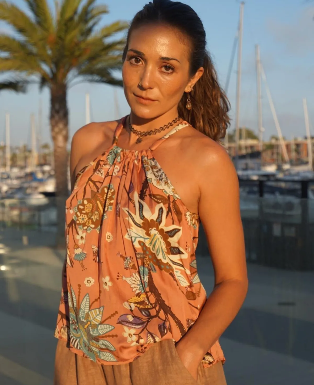 Gardenia Satin Print Top