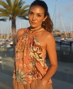 Gardenia Satin Print Top