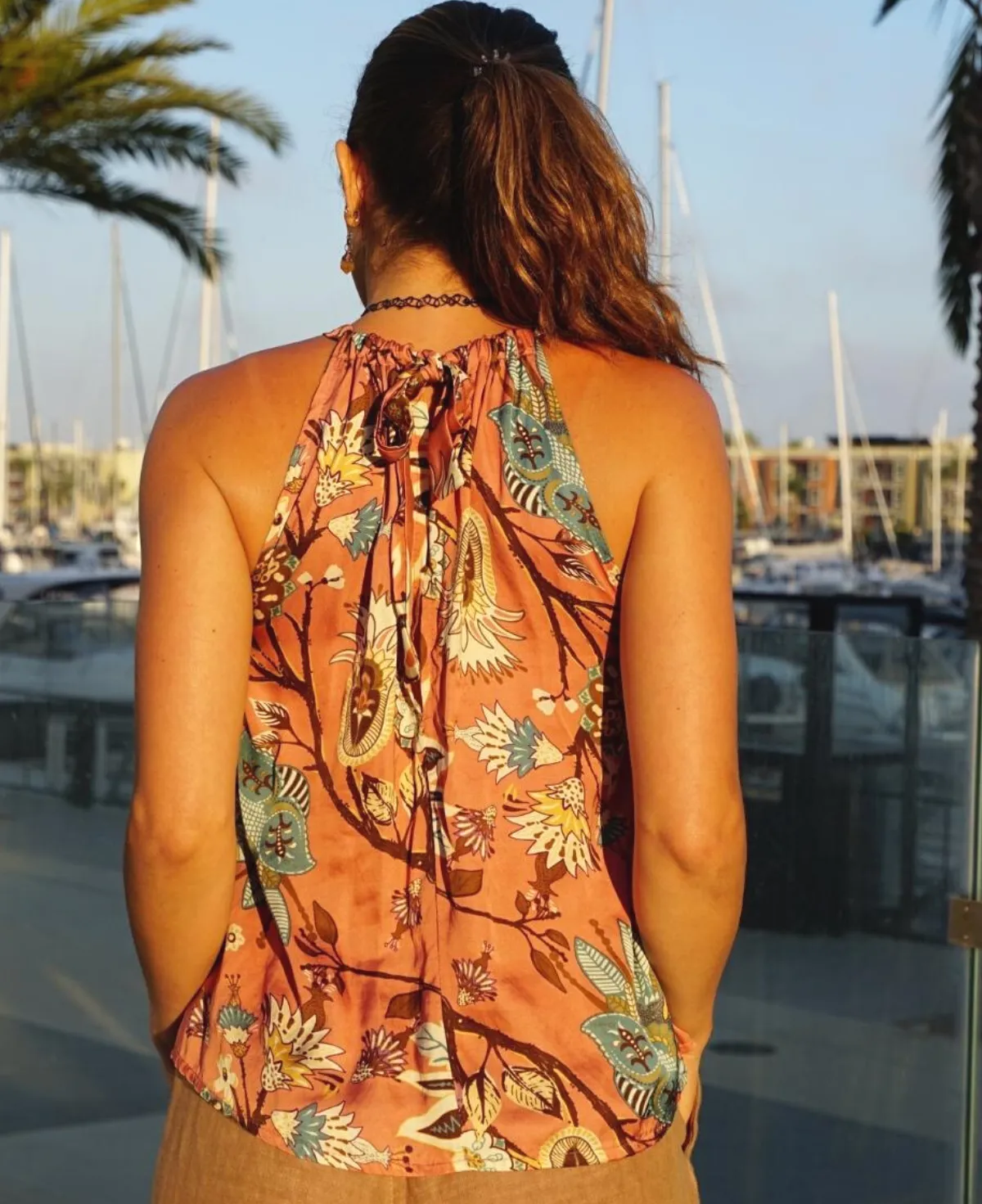 Gardenia Satin Print Top