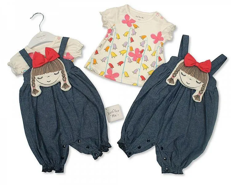 Girls Denim Dungaree Set - Pretty Day Dream - NB/6M (BIS-2098-2021)