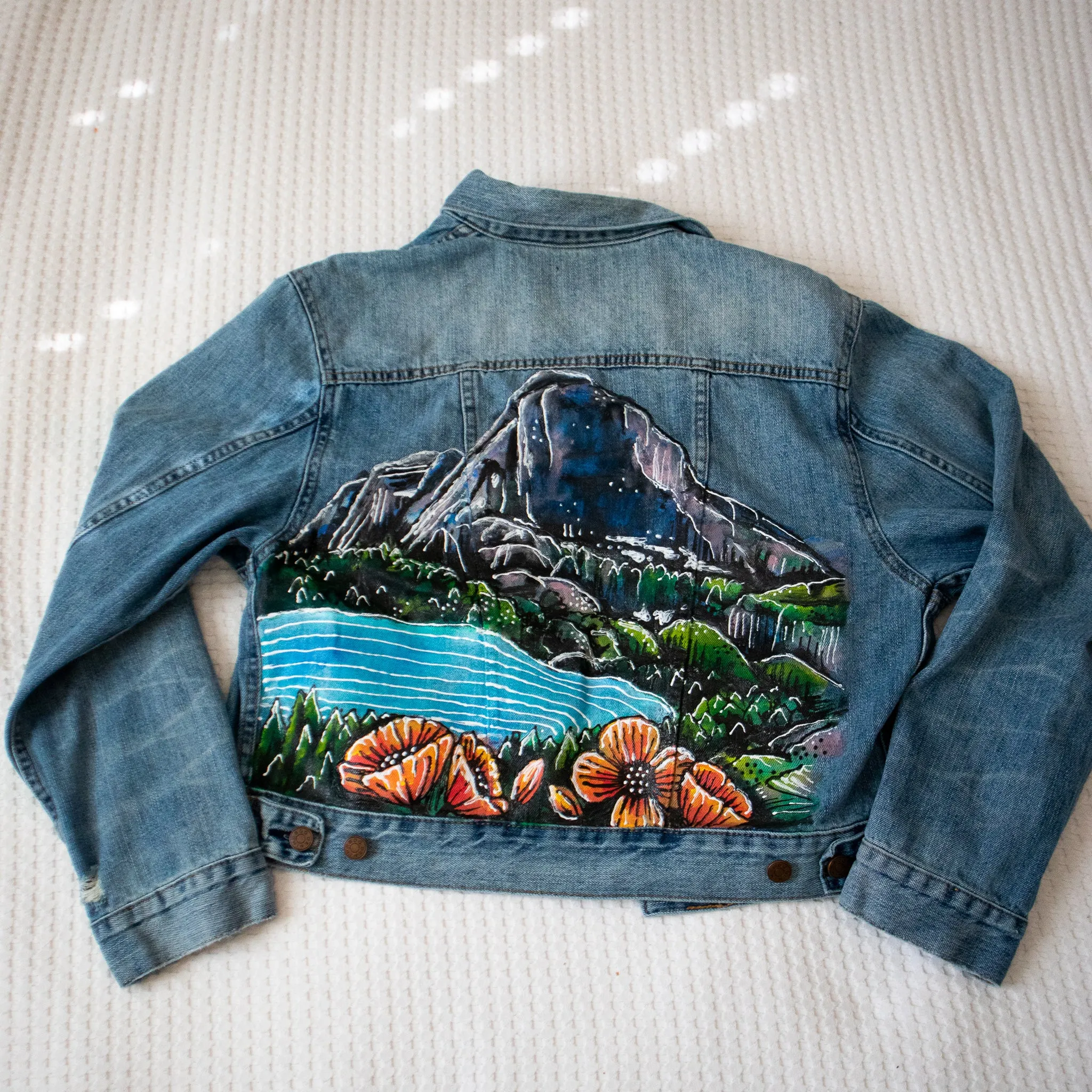 Glacier National Park Denim Jacket - Hand Painted Original