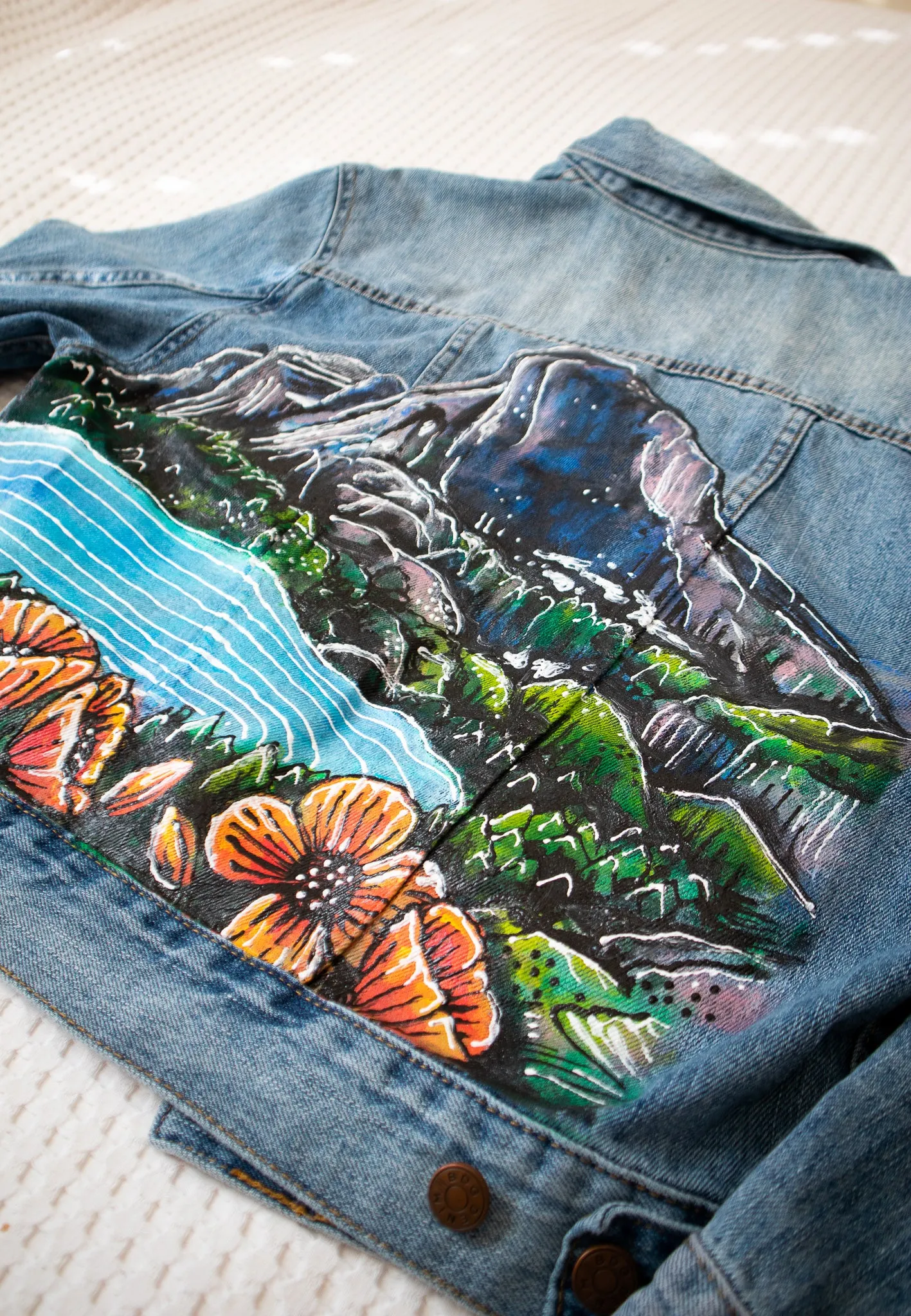 Glacier National Park Denim Jacket - Hand Painted Original