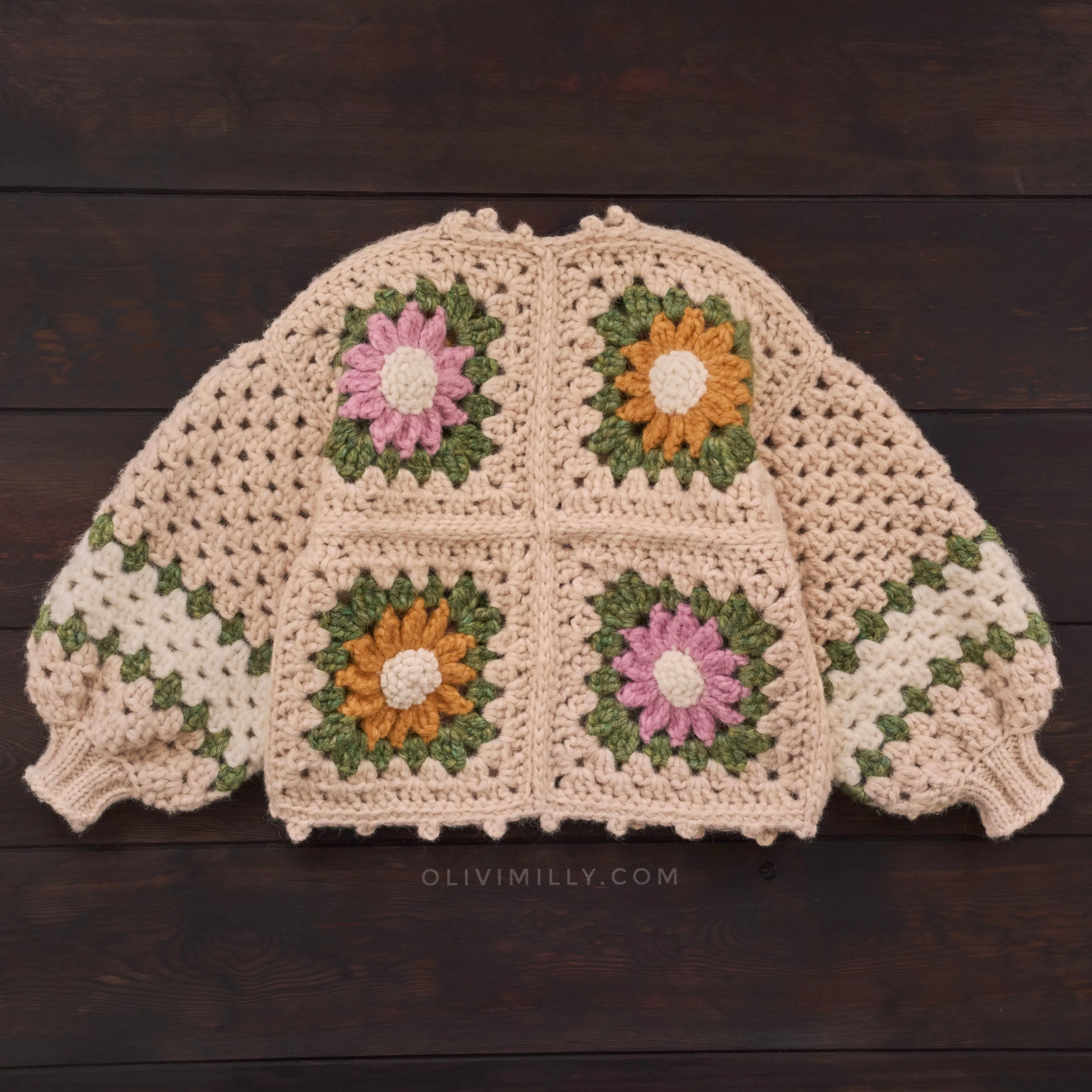 Granny square cardigan | Wheat