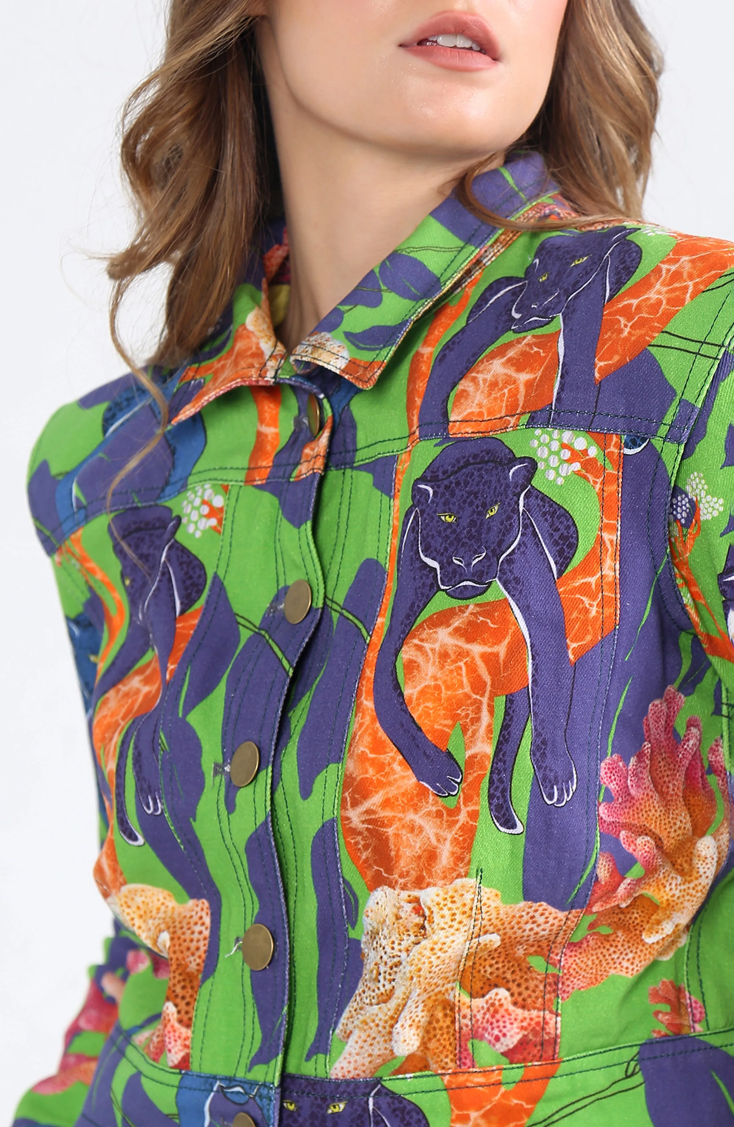 Green Panther Denim Jacket