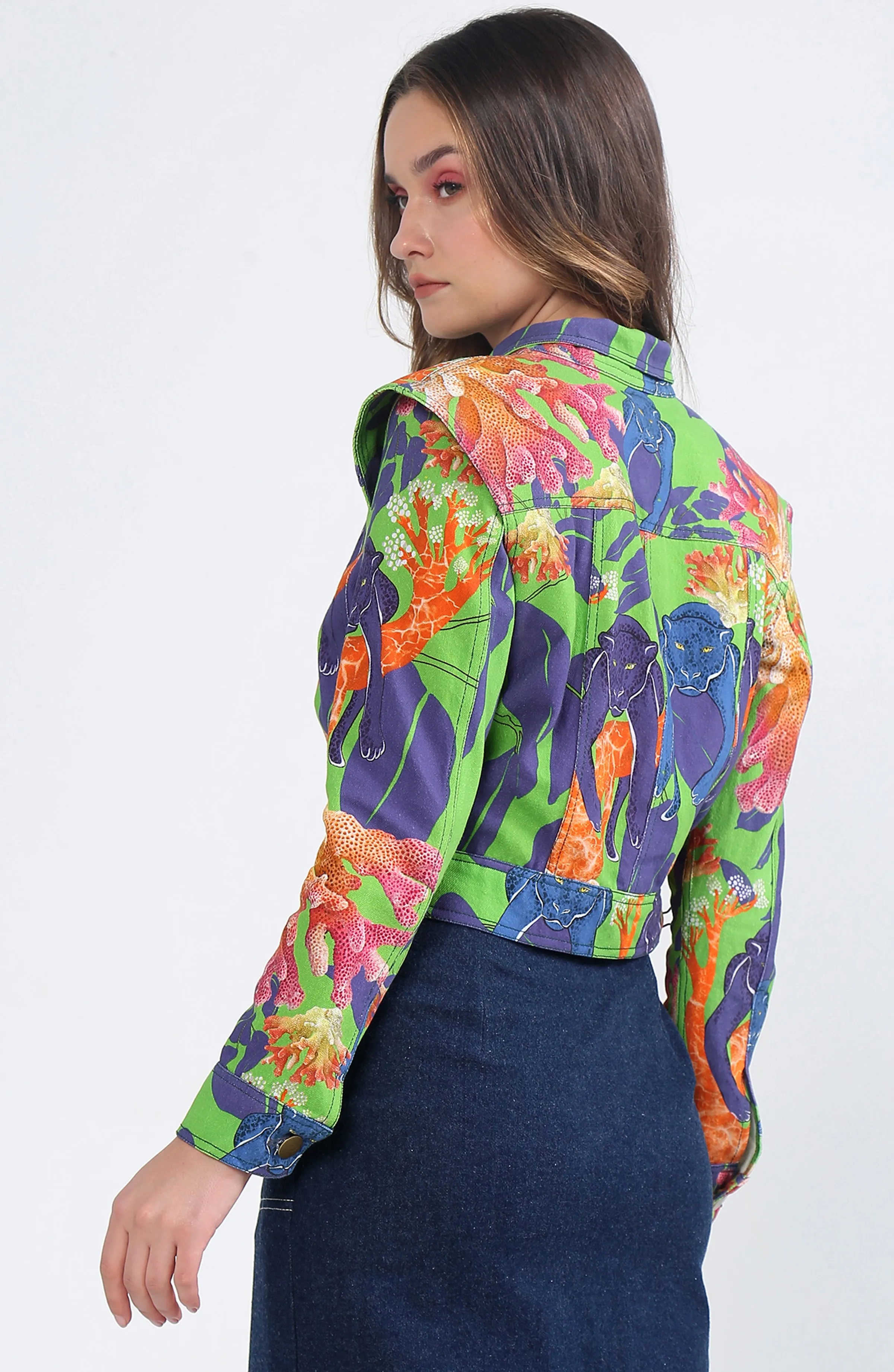 Green Panther Denim Jacket