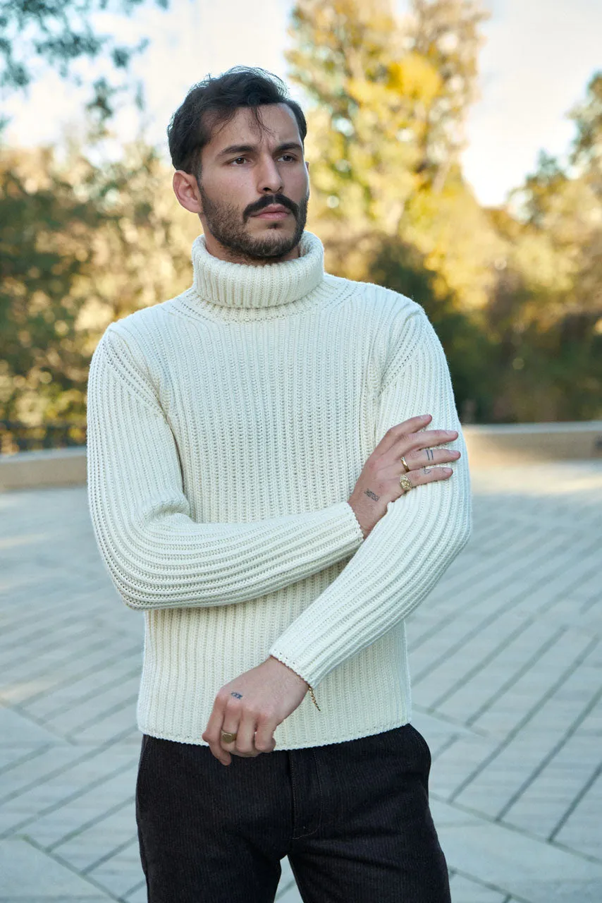 GRP Knitwear Heavy Roll Neck M 40 Merino Ecru