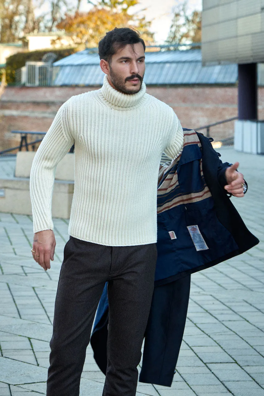 GRP Knitwear Heavy Roll Neck M 40 Merino Ecru
