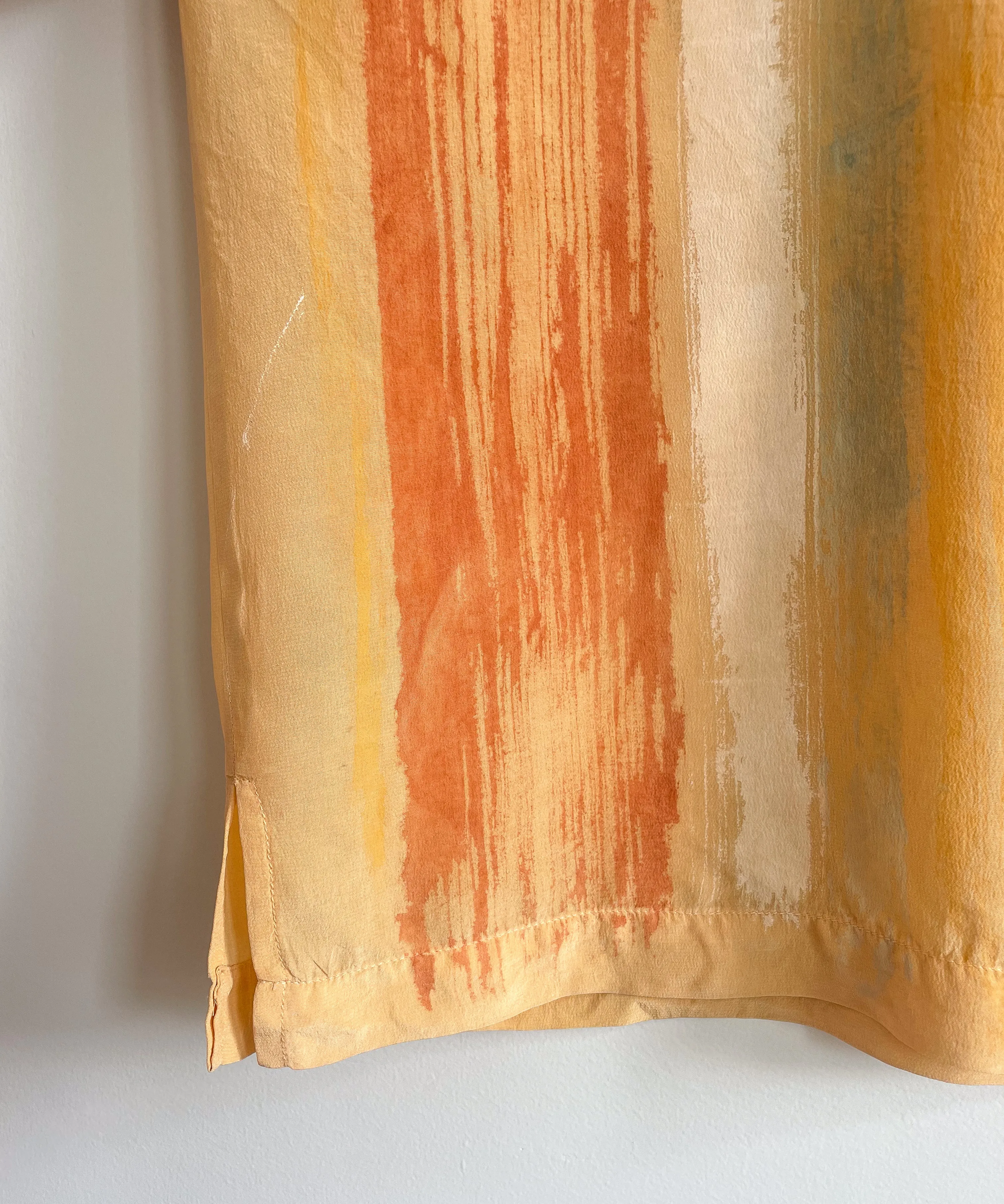 Hand-Painted Silk Short Sleeve Top - Pigment Stripes