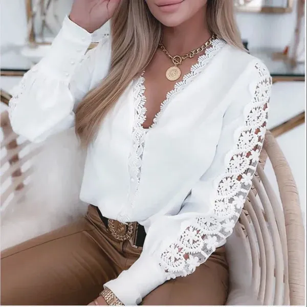 Hazel - elegant white women's blouse