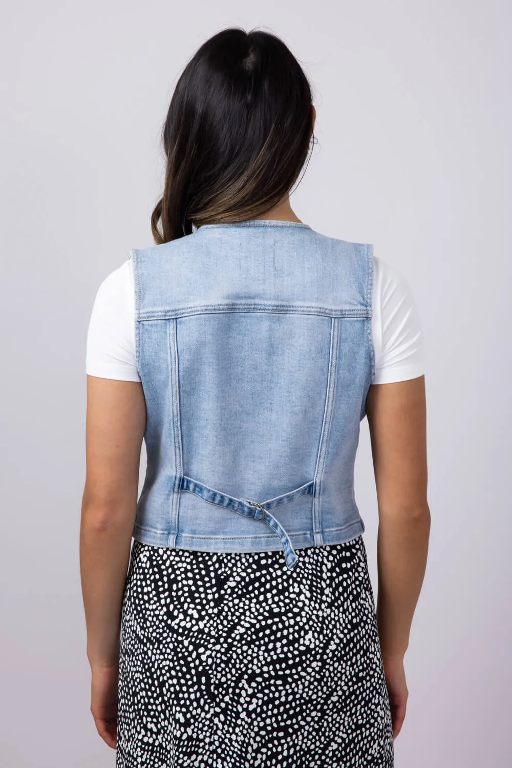 Hidden Denim Button Up Vest for Women | HD148V-LT