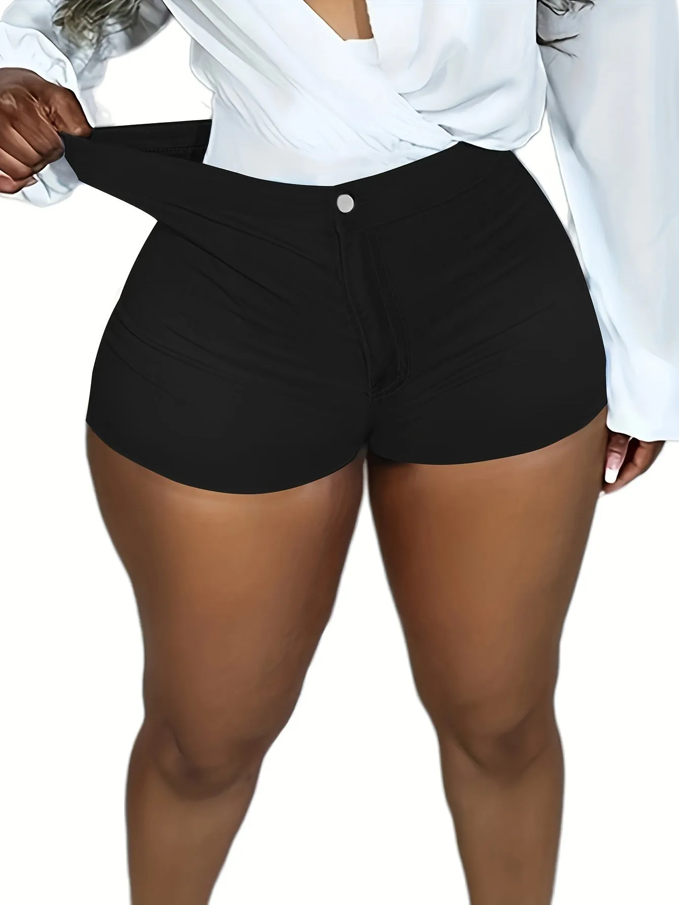High Stretch Denim Shorts - Ultra-Stretchy Fabric, Secure Zipper Fly with Button Closure - Designed for Women, Perfect for Casual Wear, Daily Activities, and Outdoor Adventures