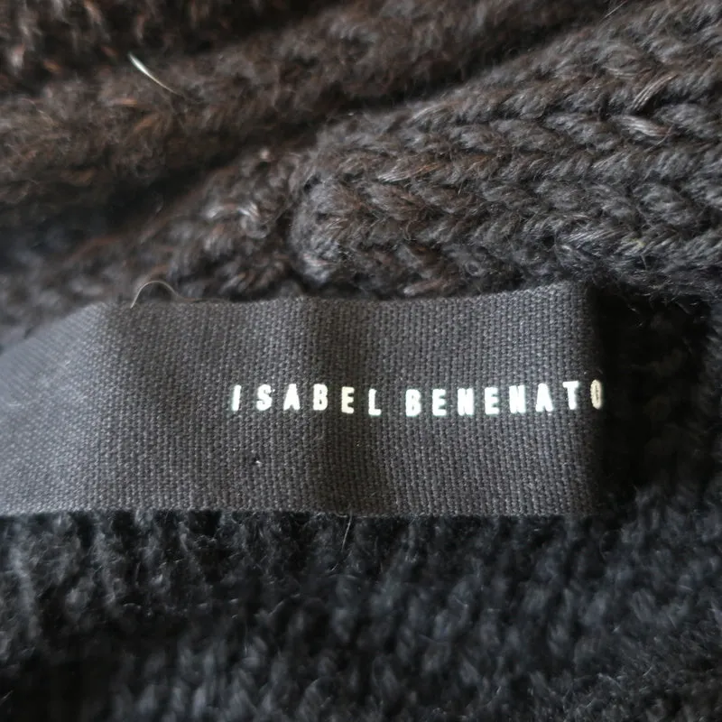 Isabel Benenato Cardigan Black Mixed Knit Size 40 Oversize Sweater