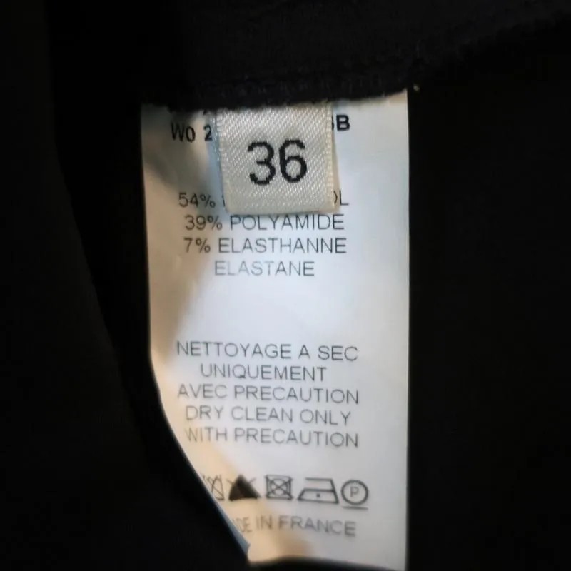 Lanvin Asymmetric Sleeve Dress Black Stretch Wool Size 36