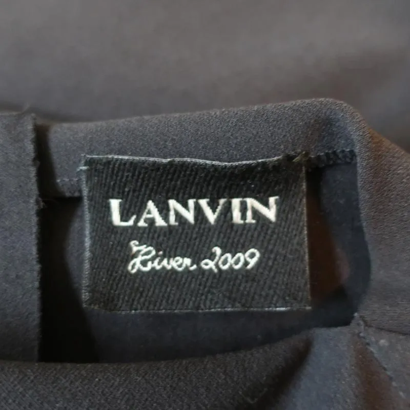 Lanvin Asymmetric Sleeve Dress Black Stretch Wool Size 36