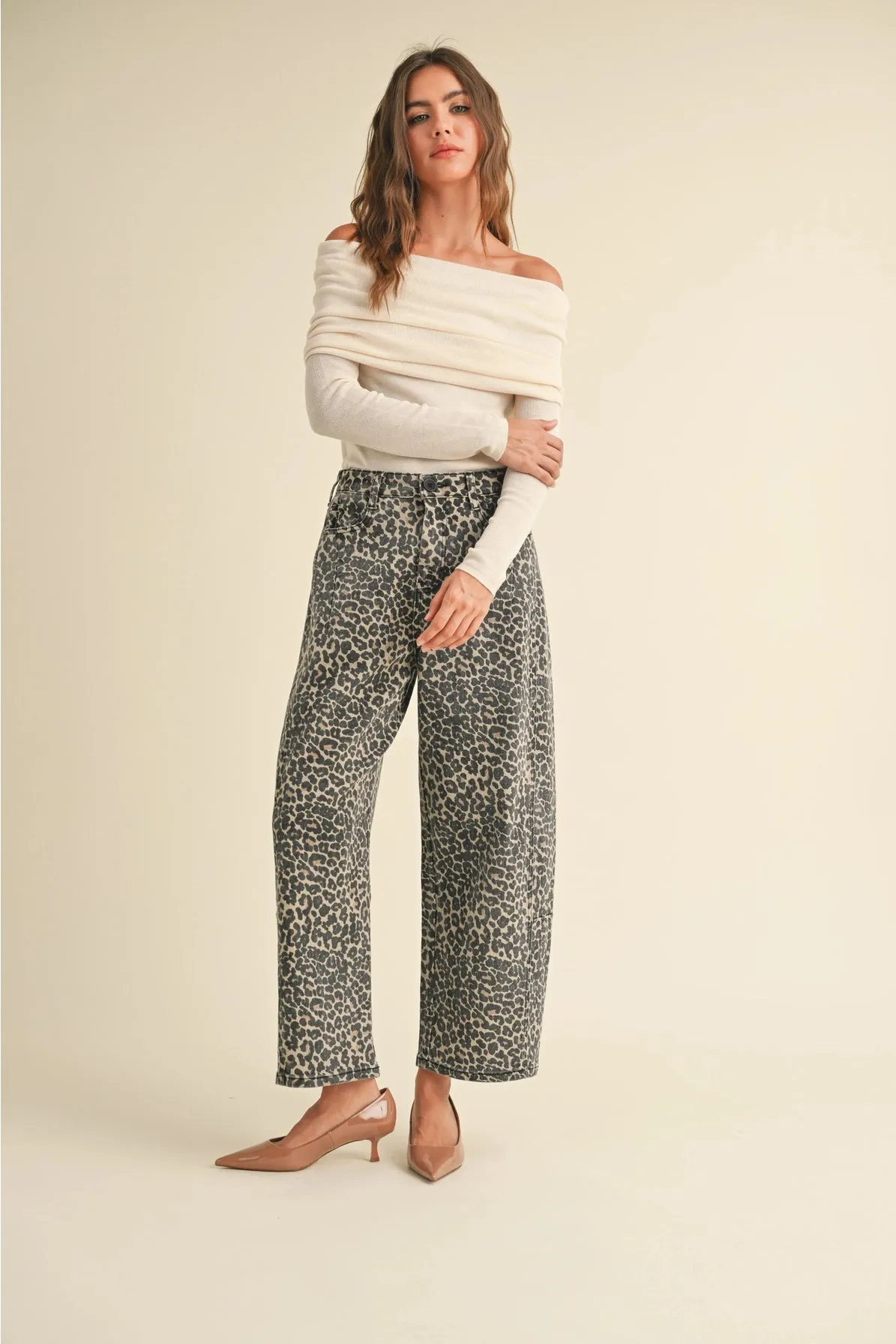 Leopard Barrel Pants {Brown}
