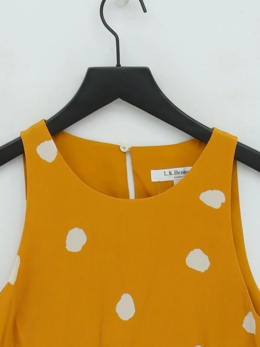 L.K. Bennett Women's T-Shirt UK 10 Yellow Silk with Polyester