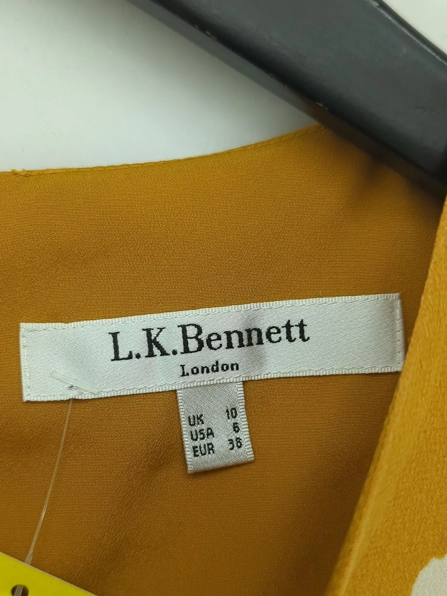 L.K. Bennett Women's T-Shirt UK 10 Yellow Silk with Polyester