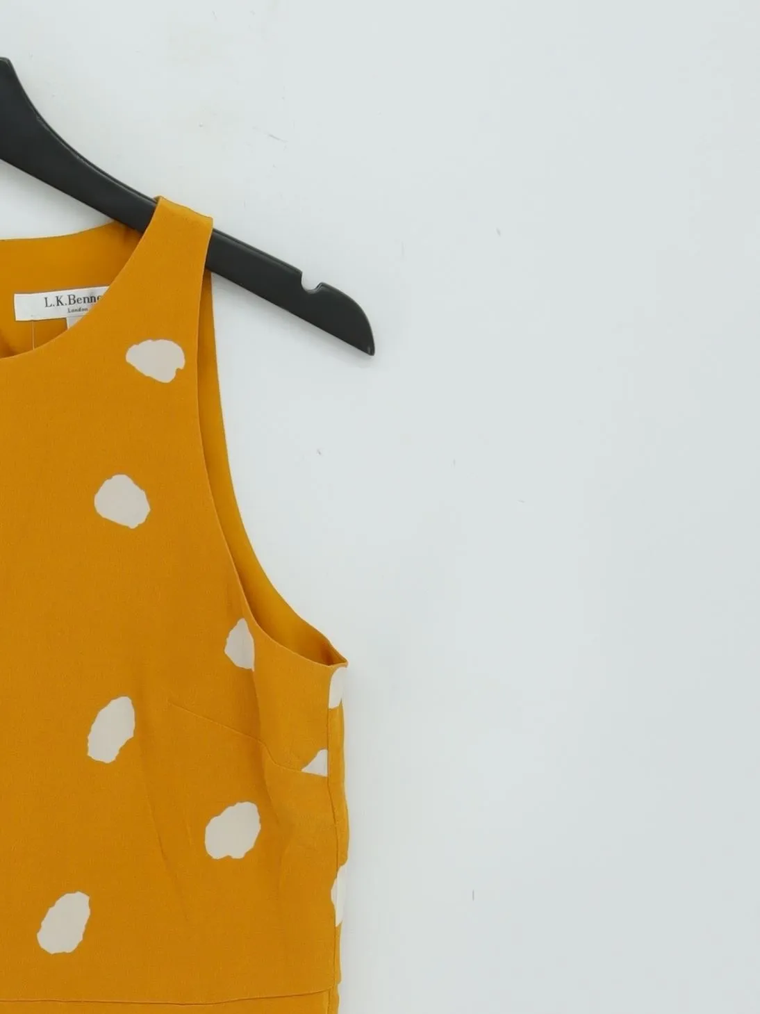 L.K. Bennett Women's T-Shirt UK 10 Yellow Silk with Polyester