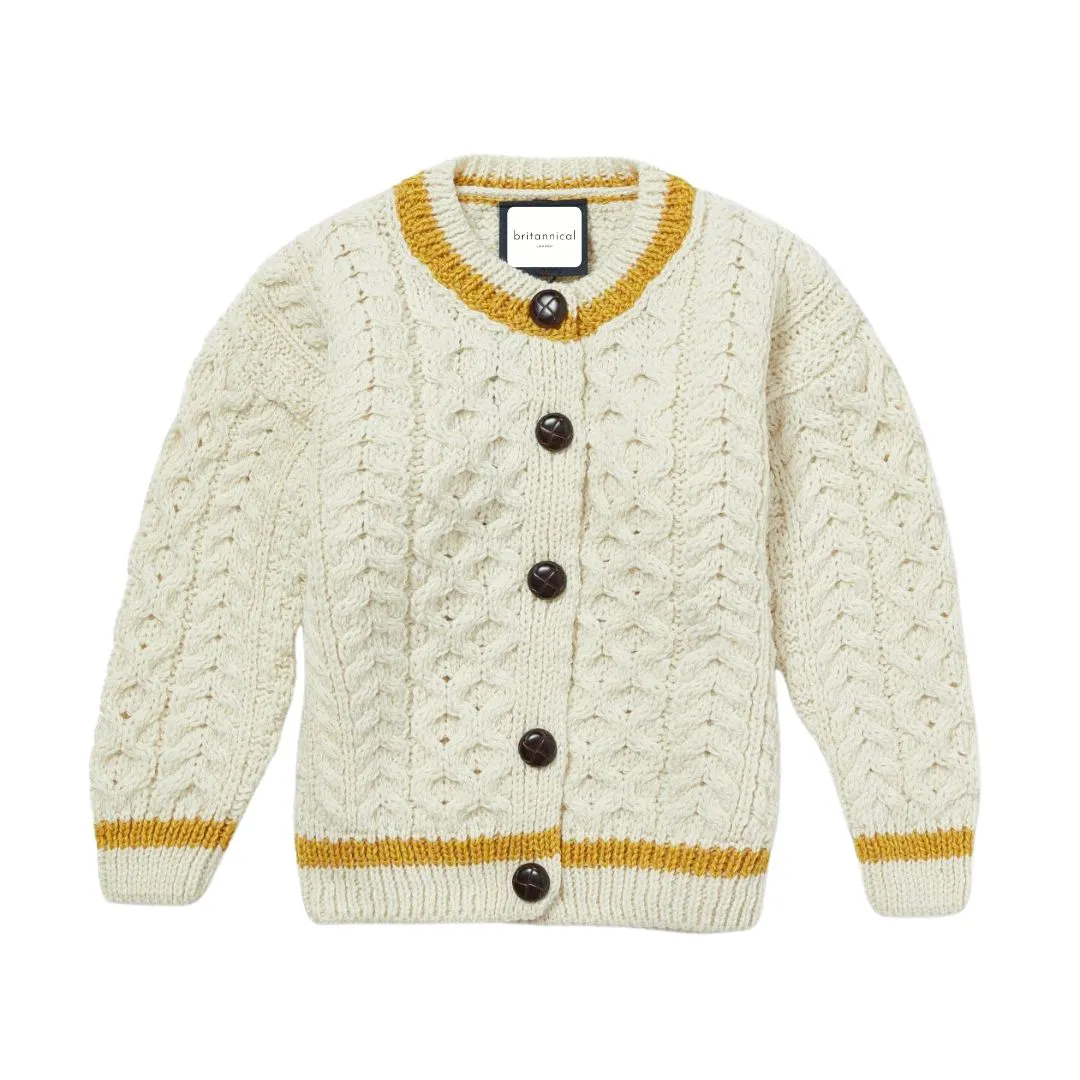 London Days Merino Children's Cardigan - Cream & Yellow