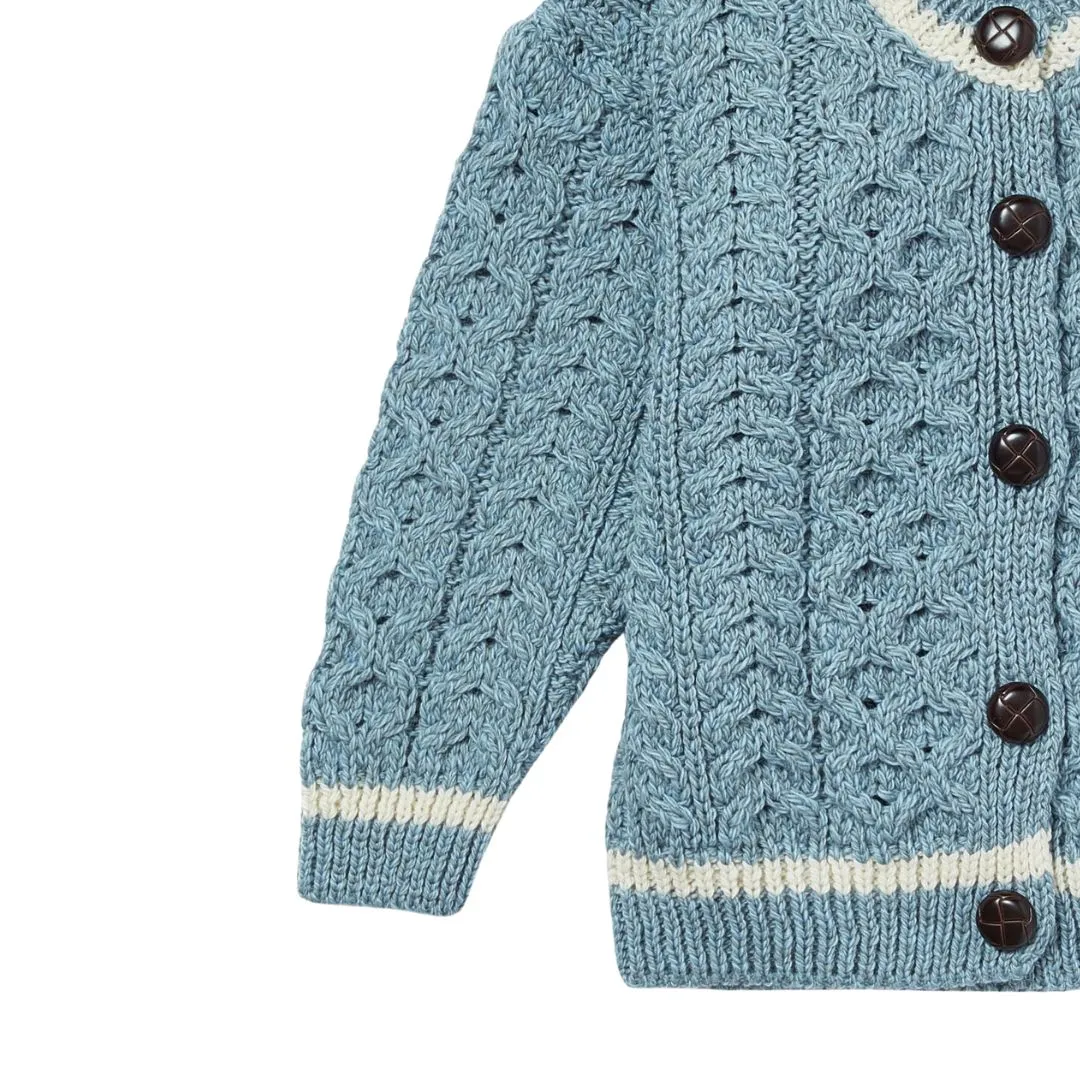 London Days Merino Children's Cardigan - Duck Egg