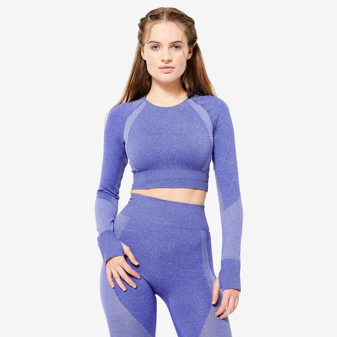 Long-Sleeved Cropped Seamless Fitness T-Shirt