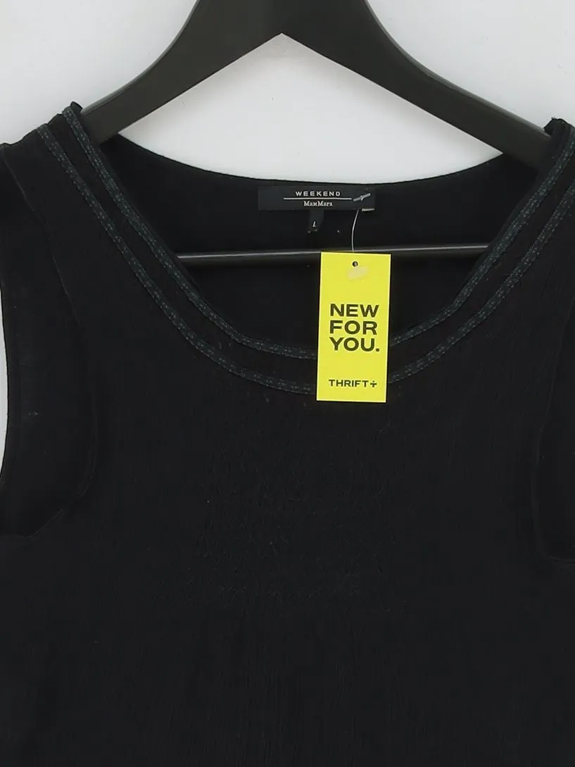 Max Mara Women's T-Shirt L Black Wool with Elastane, Silk