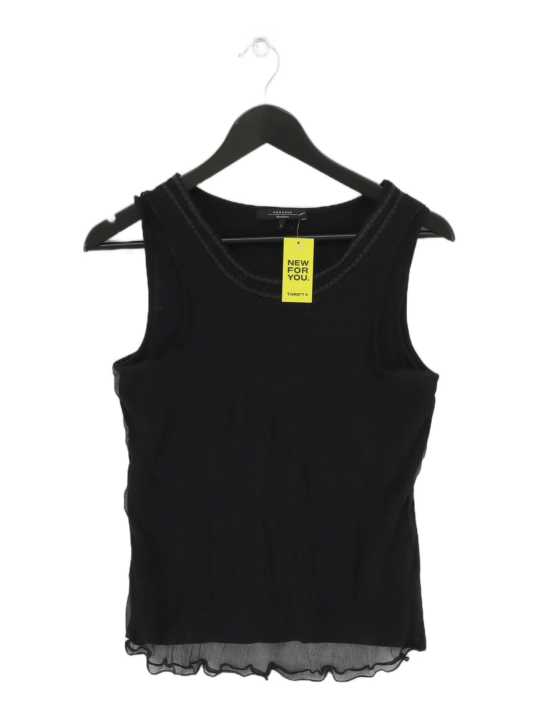 Max Mara Women's T-Shirt L Black Wool with Elastane, Silk