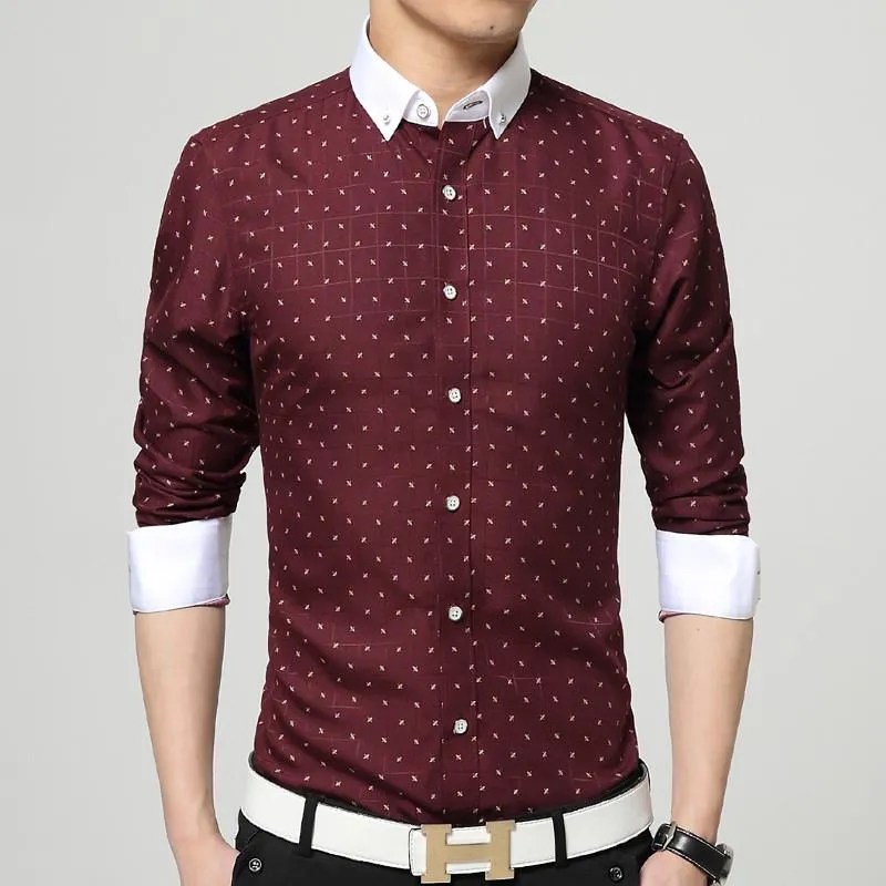 Men's High Fashion White Collar Business Shirt Up To 5XL