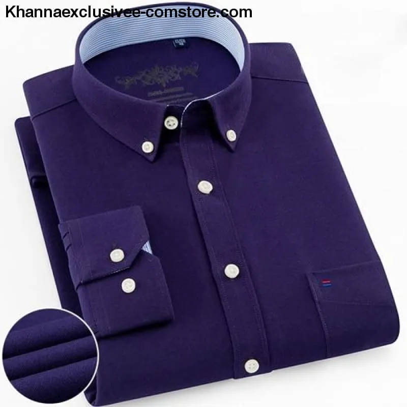 Men's Long Sleeve Solid Shirt with Chest Pocket High-quality Tops Button Down Shirts