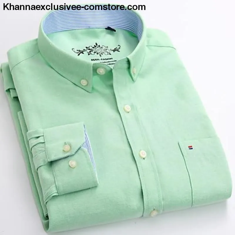 Men's Long Sleeve Solid Shirt with Chest Pocket High-quality Tops Button Down Shirts